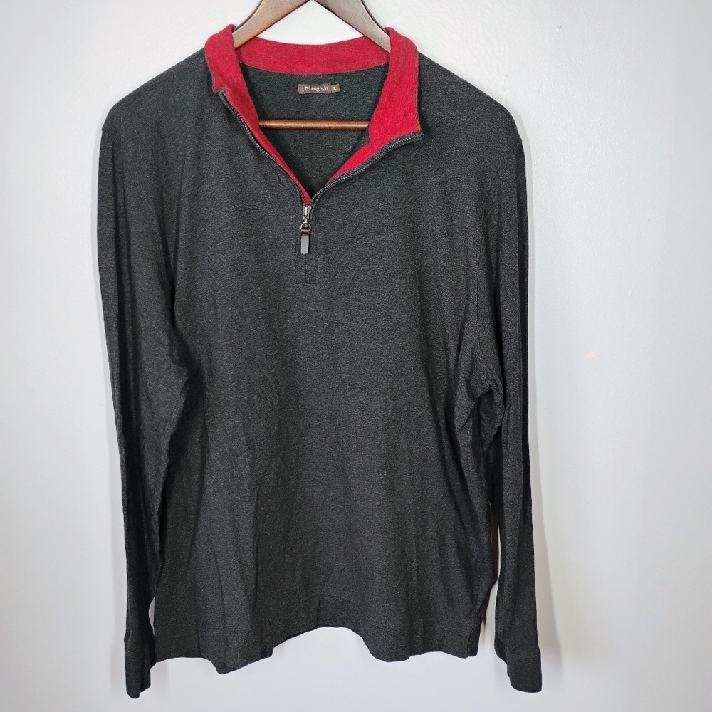 J McLaughlin 1/4 Zip Pullover Sweatshirt Womens XL Gray Activewear Pima Cotton